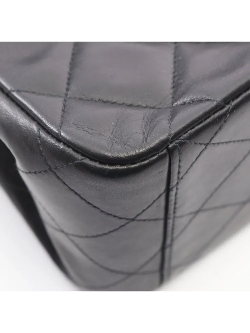 Chanel Shoulder Bag Maxi Quilted 34 Black Lambskin Chain